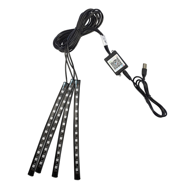 GULVBELYSNING FOR BIL - 4 lys M/LEDNING
